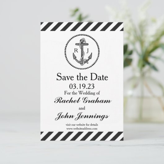 Vintager Anker - 3x5 Save the Date (Stehend Vorderseite)