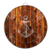 Vintager Anker auf dunklen Holzkarten Dartscheibe (vorne)