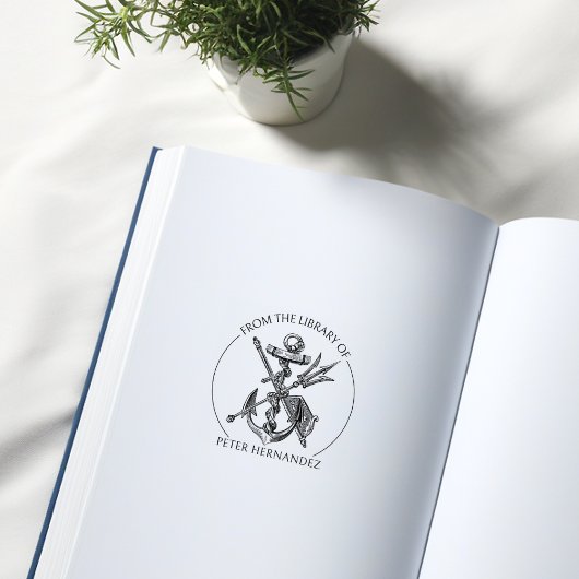 Vintager Anker aus der Bibliothek des nautischen B Gummistempel