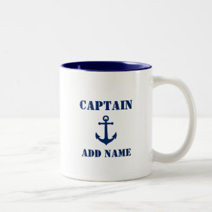 Vintager Anker Blue Kapitän Name des Schiffes hinz Zweifarbige Tasse