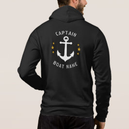 Vintager Anker Captain Boat Name Gold Stars Black Hoodie
