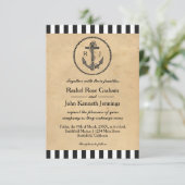 Vintager Anker - Einladung zur Hochzeit 3x5 (Stehend Vorderseite)