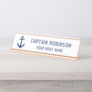 Vintager Anker Ihr Kapitän Titel Boat Name Gold Schreibtischnamensplakette