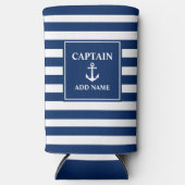 Vintager Anker oder Schiffsname Navy Stripes Selters Dosenkühler (Vorderseite)