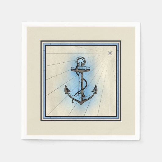 Vintager Anker Standard Cocktail Papier Napkin Serviette (Vorderseite)