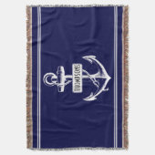 Vintager Anker und Name Marine blau, weiß Decke (Vorderseite Vertikal)