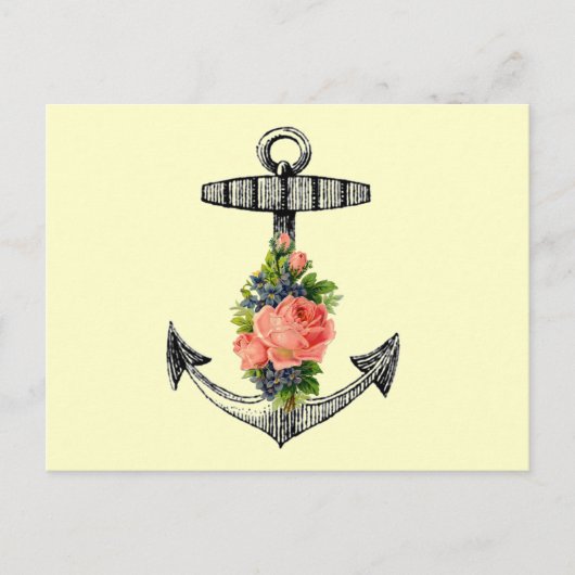 "Vintager Anker und Rose" Postkarte (Vorderseite)