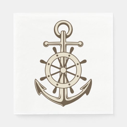 Vintager Anker- und Schiffsradschuh Serviette (Vorderseite)