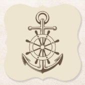 Vintager Anker- und Schiffsradständer Untersetzer (Vorderseite)