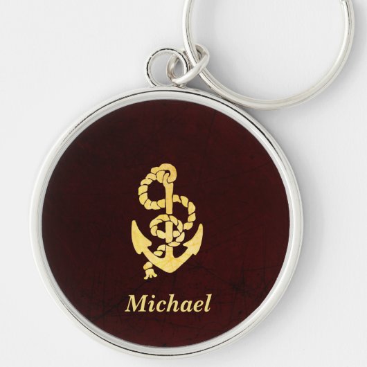 Vintager Anker verkratzter lederner Seename Schlüsselanhänger (Vorne)