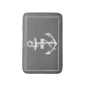 Vintager Ankerrahmen mit Namen, grau nautisch Badematte (Vorderseite Vertikal)