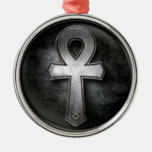 Vintager Ankh Symbol-Schlüssel des Leben-Entwurfs Silbernes Ornament