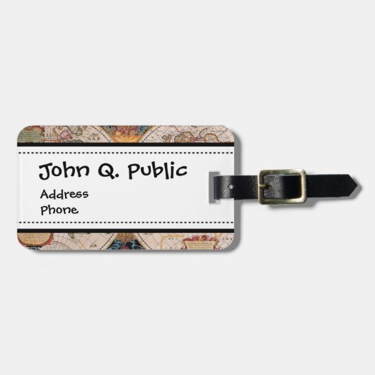 Vintager antiker alte Weltkarten-Entwurf verblaßte Gepäckanhänger (Vorderseite horizontal)