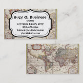 Vintager antiker alte Weltkarten-Entwurf verblaßte Visitenkarte (Vorne/Hinten)