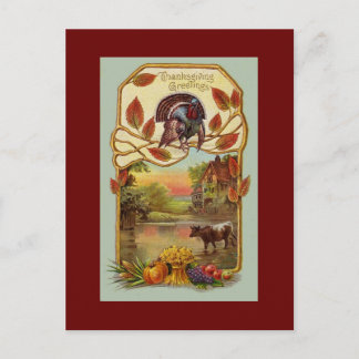 Vintager antiker Erntedank Gruß Postkarte