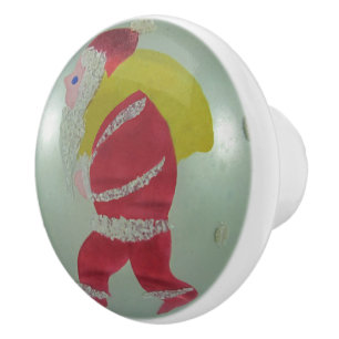 Vintager antiker Glaskugel Weihnachtsball bemalt S Keramikknauf