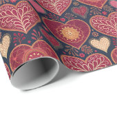 Vintager antiker Herzmuster Valentinstag Geschenkpapier (Rolleneckpunkt)