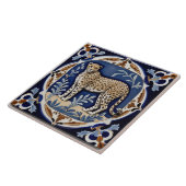 Vintager antiker Leopard Cheetah Navy Blau Fliese (Seite)