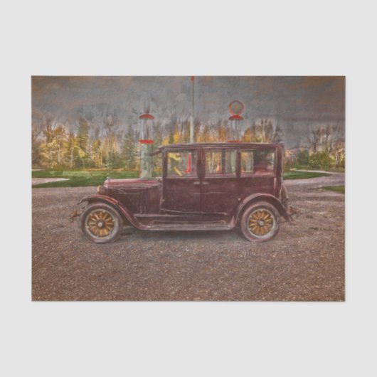 Vintager antiker Rustikaler brauner Wagen Seidenpapier (Vorderseite)