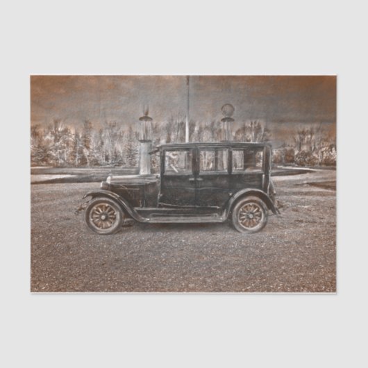 Vintager antiker Sepia Schwarz Altes Rustikales Au Seidenpapier (Vorderseite)