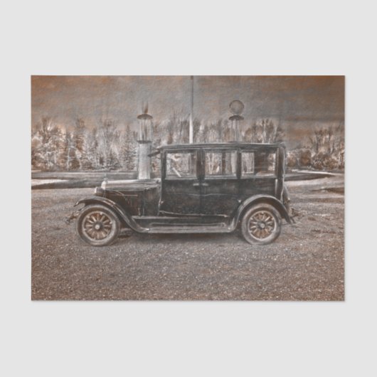 Vintager antiker Sepia Schwarz Altes Rustikales Au Seidenpapier (Vorderseite)