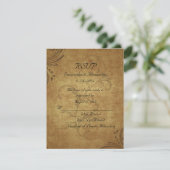 Vintager antiker Teastain Swirl Wedding RSVP Karte (Stehend Vorderseite)