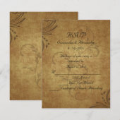 Vintager antiker Teastain Swirl Wedding RSVP Karte (Vorne/Hinten)