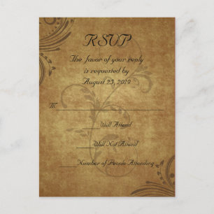 Vintager antiker Teeblatt-Swirl-Hochzeit RSVP-Antw Einladungspostkarte