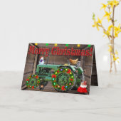 Vintager antiker Traktor Weihnachten Karte (Gelbe Blume)