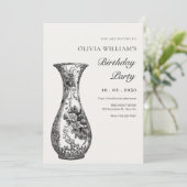 Vintager antiker Vase Geburtstag Einladung (Stehend Vorderseite)