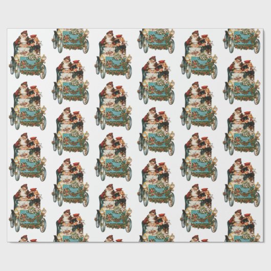 Vintager antiker Weihnachtsmann Geschenkpapier (Flach)