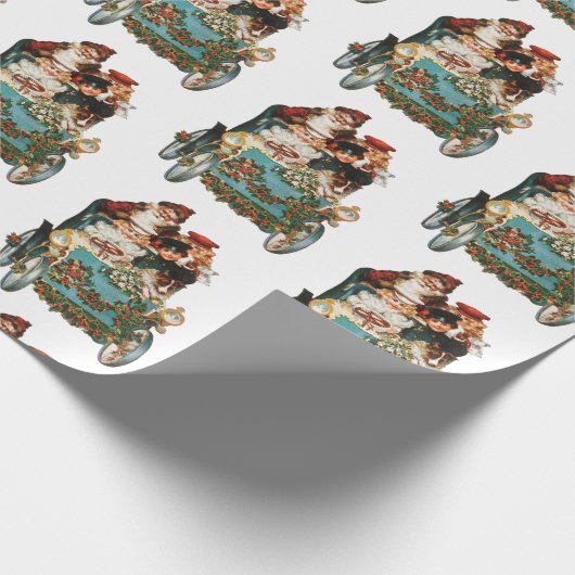 Vintager antiker Weihnachtsmann Geschenkpapier (Ecke)