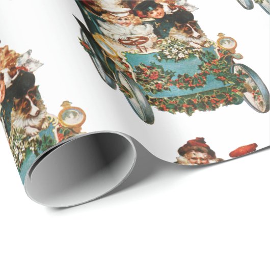 Vintager antiker Weihnachtsmann Geschenkpapier (Rolleneckpunkt)