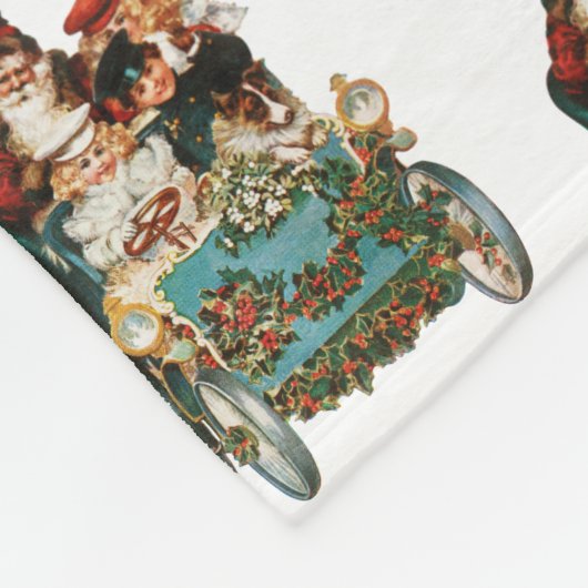 Vintager antiker Weihnachtsmann Mit Monogramm Fleecedecke (Ecke)