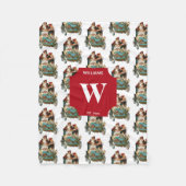 Vintager antiker Weihnachtsmann Mit Monogramm Fleecedecke (Vorderseite)