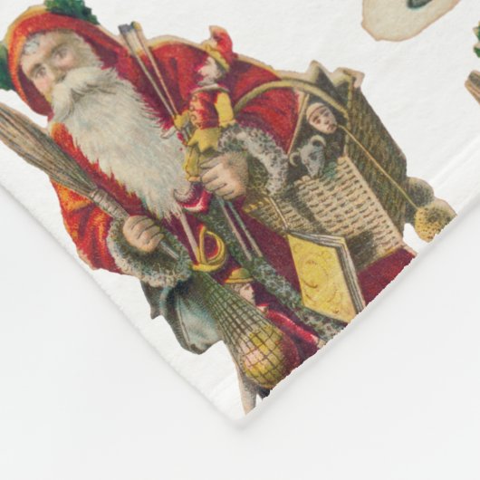 Vintager antiker Weihnachtsmann Mit Monogramm Fleecedecke (Ecke)