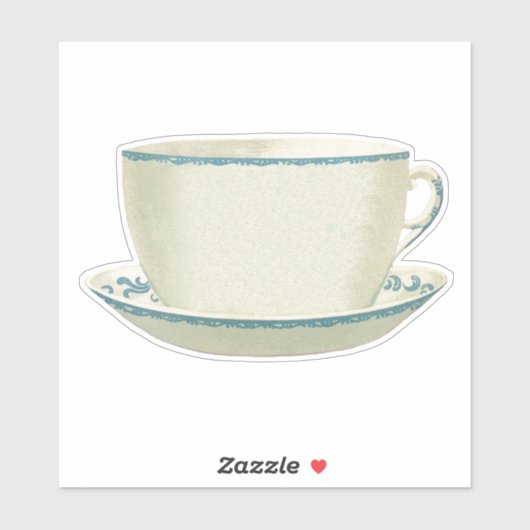 VINTAGER ANTIQUE-TEACUP-TRANSPARENTER STICKER (Blatt)
