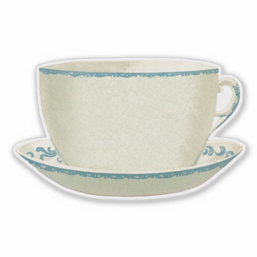 VINTAGER ANTIQUE-TEACUP-TRANSPARENTER STICKER (Vorderseite)