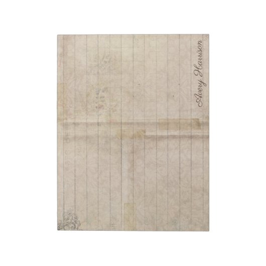 Vintager Antiquitätenblatt-Individuelle Name Notizblock (Rotiert)