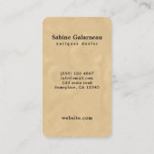 Vintager Antiquitätenhändler für Antiquitäten Visitenkarte (Rückseite)