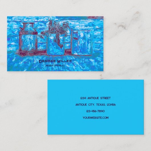 Vintager Antiquitätenladen Blaue Kunst Rustikale S Visitenkarte (Vorne/Hinten)