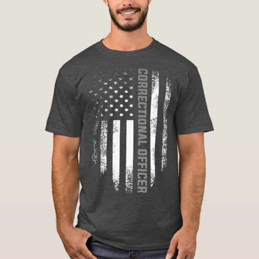 Vintager Anweisungsbefugter mit amerikanischer Fla T-Shirt (Vorderseite)
