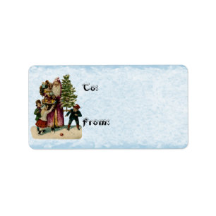 Vintager anwesender Geschenk-Umbau Weihnachtsmanns Adressaufkleber