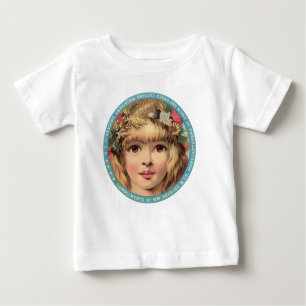 Vintager Anzeige-T - Shirt, Mädchen mit Blumen Baby T-shirt