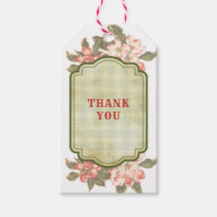 Vintager Apple-Blossom und Karierte Geschenkmarke Geschenkanhänger