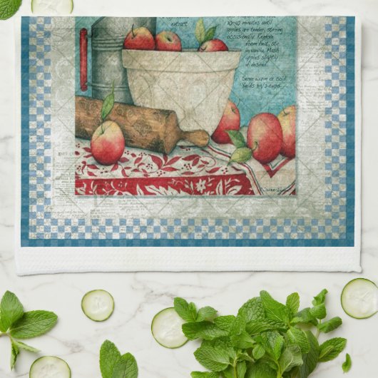 Vintager Apple Recipe Ephemera Geschirrtuch (Gefaltet)