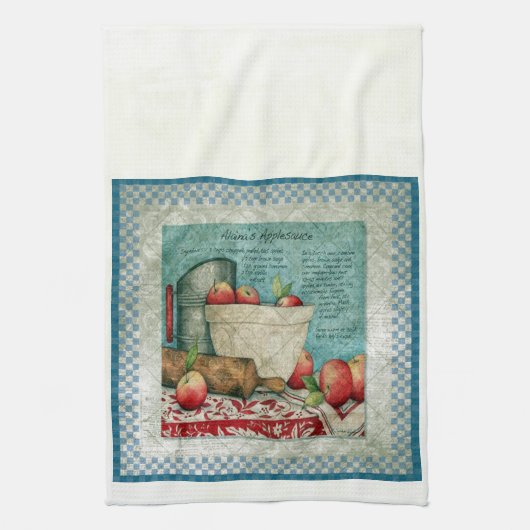 Vintager Apple Recipe Ephemera Geschirrtuch (Vertikal)