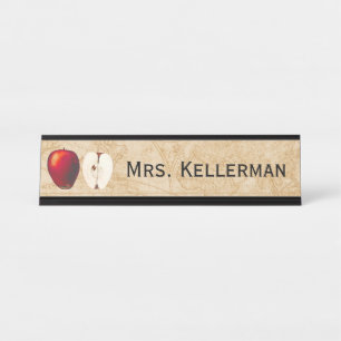 Vintager Apple World Map Teacher Name Elegant Schreibtischnamensplakette