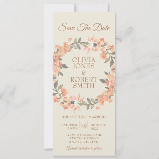 Vintager Apricot Save the Date Einladung (Vorderseite)