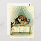 Vintager April Fisch Romantik, Aprilscherz Postkarte (Vorne/Hinten)